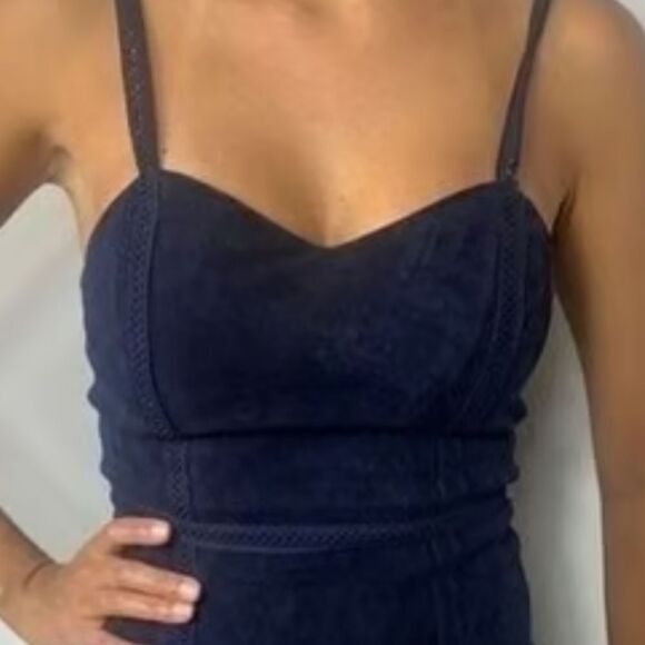 Alice + Olivia LAMBSKIN LEATHER DARK NAVY BLUE STUNNING - Picture 9 of 11